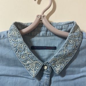 Embroidery Blue Formal Shirt