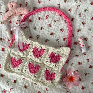 Crochet Heart Shoulder Bag!!