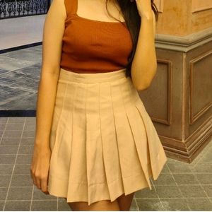 Beige Color Tennis Mini Skirt