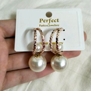 Golden And Pearl Earrings