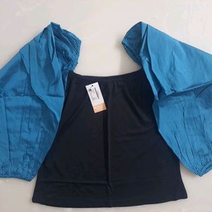 NEW Blue Puff Sleeves Medium(bust34")