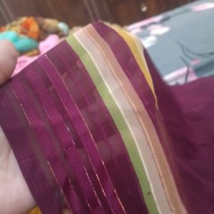 Dark Purple Satin Border Saree