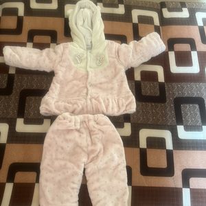 Party Wear Woollen Huddiee Suit For Baby Girl