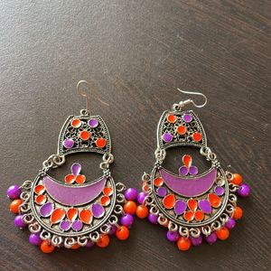 Purple n Orange Oxidised Earrings