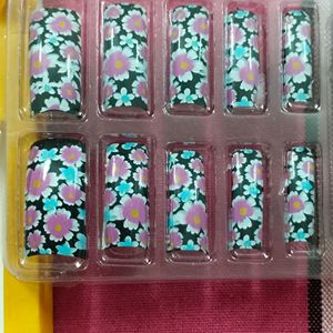 Flower Presson Nails Very Pretty