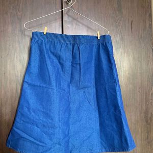 Denim Skirt with Embroidery