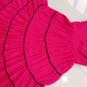 Pink Layer Frok For Girls