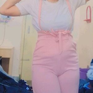 Pink Cute Dungaree For Women