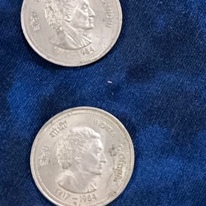 5 Ruppee Indira Gandhi Logo Coin