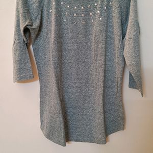 Grey Top With Stones