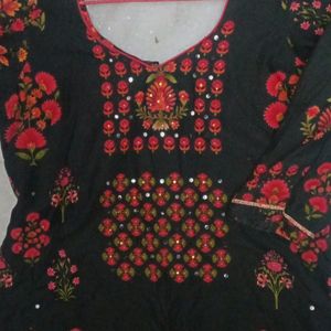 Beautiful Embroidery Black Kurta