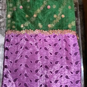 Beautiful Double Shade Saree Purple And Green