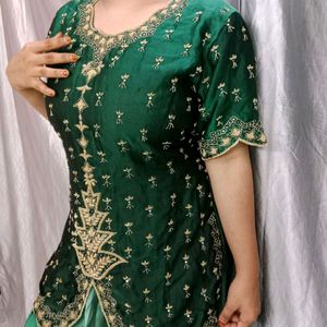 Bottle Green Zardozi Ombre Lehnga