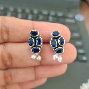 92.5 Silver Sapphire Studs