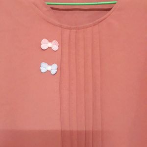 Girls Peach Flared Top