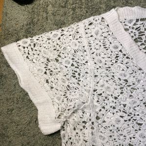 Korean White Crochet Tops