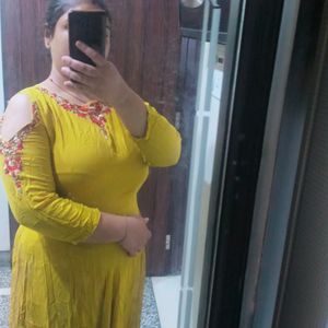 Ethnic Gown #cheapprice #haldidress #yellowcolour