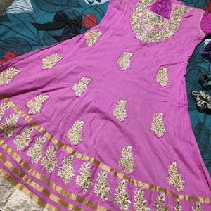 Pink Embroidery Gown With New Pant