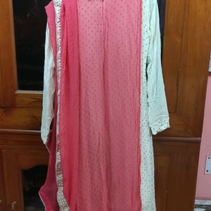 Beautiful Pink & White Dress For Girls