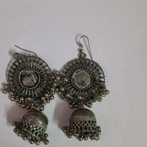 Oxidised Mirror Jhumki