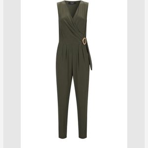 Women Green Buckle Up Jumpsuit