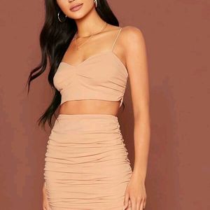 Urbanic beige co ord ruched set