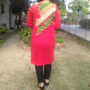 Pankhuri Red Woollen Kurti