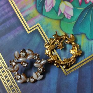 Rust Golden Floral Earring