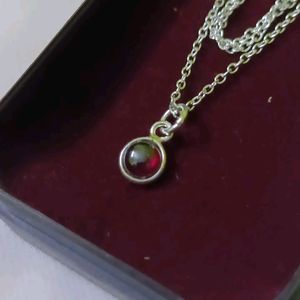 Original silver dainty chain with Garnet stone