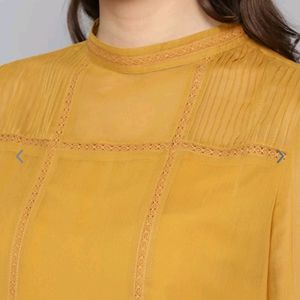 Mustard Yellow Lace Inserts Top