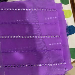 New Purple Saree Mirror Work