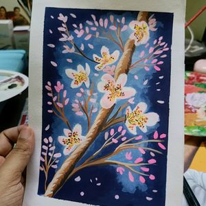 Aesthetic Floral Painting On A5 Sheet