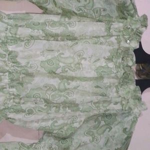 Green And White Frock