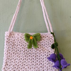 Crochet White Sling Bag