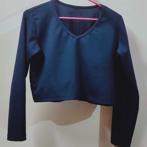 Navy blue Full Sleeve Crop Top