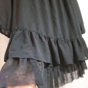 Black Flared Long Sleeves Dress