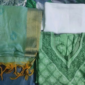 Chickenkari Kurta Pant Set With Linen