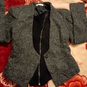 Grey Front Chain Coat