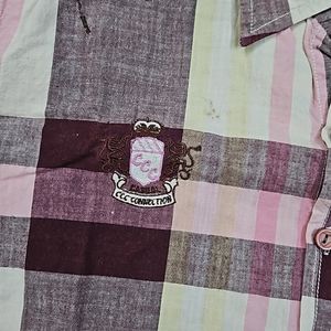 Mauve Pink And Brown Checked Shirt