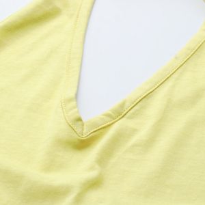 Yellow Pure Cotton Solid Halter Neck Crop Top