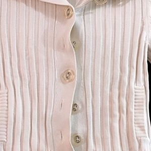 Women White Ribbed Sweater