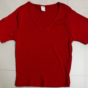 V-neck Red Top