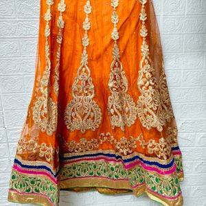 Orange And Golden Embroidered Lehenga