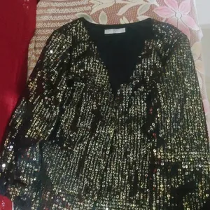 Black With Golden Sequence Shrug