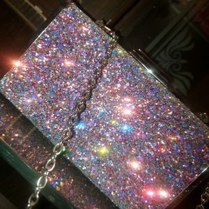 💎❤LOGUS Acrylic Metallic Designer Richlook Multi Colour stone Studded Clutch💎✨