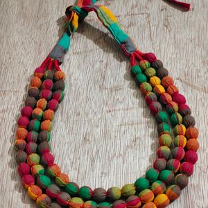 Brand New Three Layers Cotton Cloth Bead Necklace