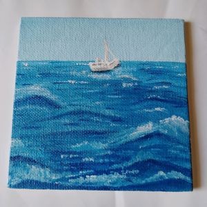 Set Of 2 Seascape Canvas Painting Board (HANDMADE)