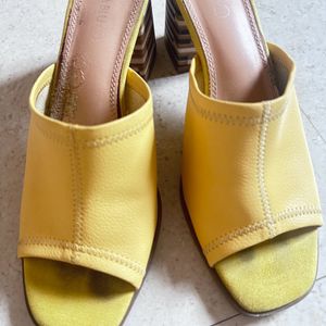 LUNA BLU by Westside Yellow Block-Heeled Mules