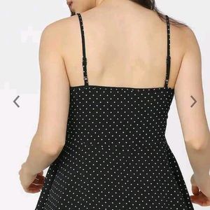 Black N White Polka Dot Top