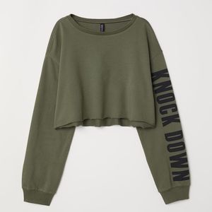 H&M Olive Long Sleeve Crop Top